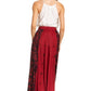 Sakkas Maran Women's Boho Embroidery Skirt with Lace Elastic Waist and Pockets