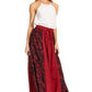 Sakkas Maran Women's Boho Embroidery Skirt with Lace Elastic Waist and Pockets