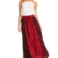 Sakkas Maran Women's Boho Embroidery Skirt with Lace Elastic Waist and Pockets