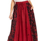 Sakkas Maran Women's Boho Embroidery Skirt with Lace Elastic Waist and Pockets