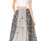 Sakkas Maran Women's Boho Embroidery Skirt with Lace Elastic Waist and Pockets