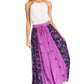 Sakkas Maran Women's Boho Embroidery Skirt with Lace Elastic Waist and Pockets