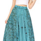 Sakkas Maran Women's Boho Embroidery Skirt with Lace Elastic Waist and Pockets