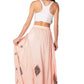 Sakkas Zarah Women's Boho Embroidery Gypsy Skirt with Lace Elastic Waist Pockets