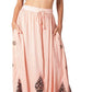 Sakkas Zarah Women's Boho Embroidery Gypsy Skirt with Lace Elastic Waist Pockets