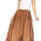 Sakkas Zarah Women's Boho Embroidery Gypsy Skirt with Lace Elastic Waist Pockets