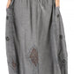 Sakkas Zarah Women's Boho Embroidery Gypsy Skirt with Lace Elastic Waist Pockets
