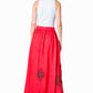 Sakkas Zarah Women's Boho Embroidery Gypsy Skirt with Lace Elastic Waist Pockets