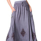 Sakkas Zarah Women's Boho Embroidery Gypsy Skirt with Lace Elastic Waist Pockets