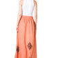 Sakkas Zarah Women's Boho Embroidery Gypsy Skirt with Lace Elastic Waist Pockets