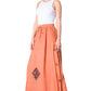 Sakkas Zarah Women's Boho Embroidery Gypsy Skirt with Lace Elastic Waist Pockets