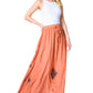 Sakkas Zarah Women's Boho Embroidery Gypsy Skirt with Lace Elastic Waist Pockets