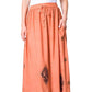 Sakkas Zarah Women's Boho Embroidery Gypsy Skirt with Lace Elastic Waist Pockets