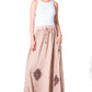 Sakkas Zarah Women's Boho Embroidery Gypsy Skirt with Lace Elastic Waist Pockets