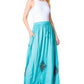 Sakkas Zarah Women's Boho Embroidery Gypsy Skirt with Lace Elastic Waist Pockets