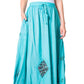 Sakkas Zarah Women's Boho Embroidery Gypsy Skirt with Lace Elastic Waist Pockets