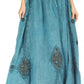 Sakkas Zarah Women's Boho Embroidery Gypsy Skirt with Lace Elastic Waist Pockets