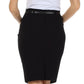 Sakkas Women's Shirred Hip Stretch Pencil Skirt with Skinny Belt