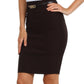 Sakkas Women's Shirred Hip Stretch Pencil Skirt with Skinny Belt