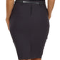 Sakkas Women's Shirred Hip Stretch Pencil Skirt with Skinny Belt