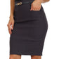Sakkas Women's Shirred Hip Stretch Pencil Skirt with Skinny Belt