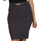 Sakkas Women's Shirred Hip Stretch Pencil Skirt with Skinny Belt