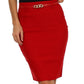 Sakkas Women's Shirred Hip Stretch Pencil Skirt with Skinny Belt