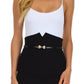 Sakkas High Waist Stretch Pencil Skirt with Metallic Bow Skinny Belt
