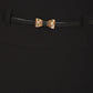 Sakkas High Waist Stretch Pencil Skirt with Metallic Bow Skinny Belt