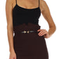 Sakkas High Waist Stretch Pencil Skirt with Metallic Bow Skinny Belt