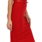 Sakkas High Waist Stretch Pencil Skirt with Metallic Bow Skinny Belt