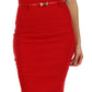 Sakkas High Waist Stretch Pencil Skirt with Metallic Bow Skinny Belt