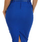 Sakkas High Waist Stretch Pencil Skirt with Metallic Bow Skinny Belt