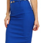 Sakkas High Waist Stretch Pencil Skirt with Metallic Bow Skinny Belt