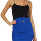 Sakkas High Waist Stretch Pencil Skirt with Metallic Bow Skinny Belt