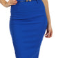Sakkas High Waist Stretch Pencil Skirt with Metallic Bow Skinny Belt