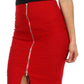 Above the Knee Zippered Tiered Sleek Stretch Pencil Skirt