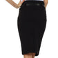 Knee Length High Waist Stretch Pencil Skirt with Skinny Belt