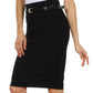 Knee Length High Waist Stretch Pencil Skirt with Skinny Belt