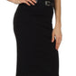 Knee Length High Waist Stretch Pencil Skirt with Skinny Belt