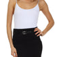 Knee Length High Waist Stretch Pencil Skirt with Skinny Belt