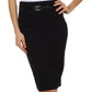 Knee Length High Waist Stretch Pencil Skirt with Skinny Belt