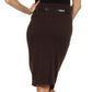 Knee Length High Waist Stretch Pencil Skirt with Skinny Belt