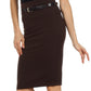 Knee Length High Waist Stretch Pencil Skirt with Skinny Belt