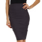 Knee Length High Waist Stretch Pencil Skirt