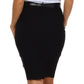 Knee Length Stretch Pencil Skirt with Skinny Belt