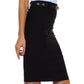 Knee Length Stretch Pencil Skirt with Skinny Belt
