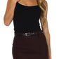 Knee Length Stretch Pencil Skirt with Skinny Belt