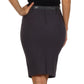 Knee Length Stretch Pencil Skirt with Skinny Belt