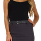 Knee Length Stretch Pencil Skirt with Skinny Belt